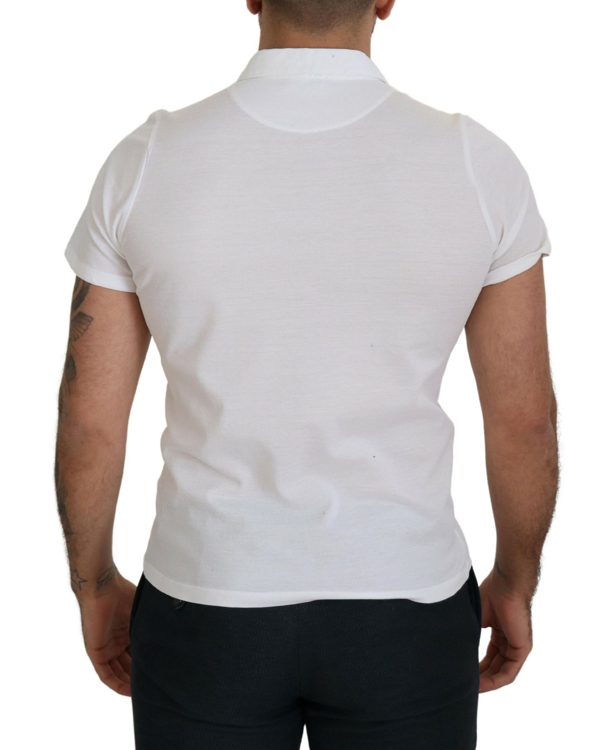 FRADI – Weißes Poloshirt aus Baumwolle mit Kragen und kurzen Ärmeln