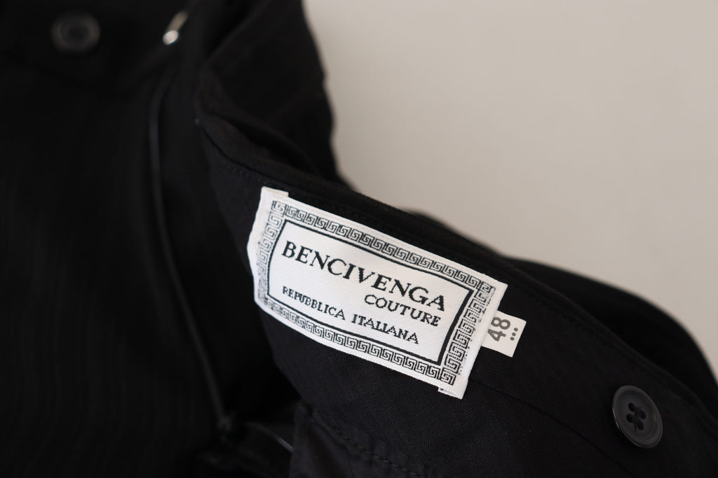 BENCIVENGA Schwarze Herrenhose aus Baumwolle mit gerader Passform