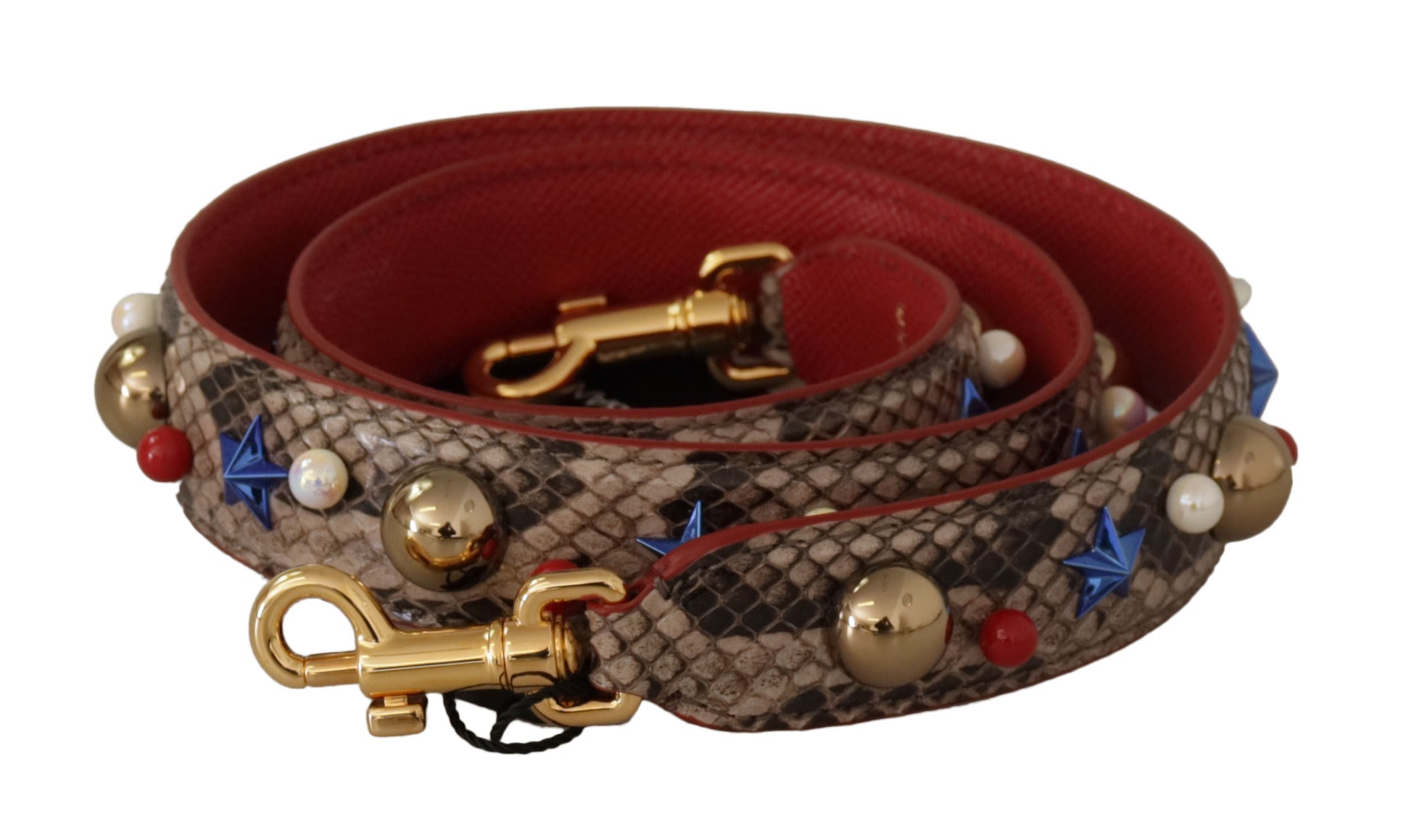 Bandoulière cloutée en cuir de python marron Dolce & Gabbana