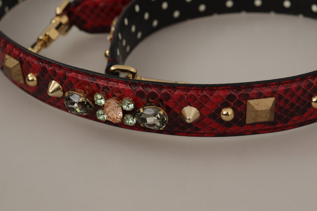 Bandoulière réversible en cuir de python rouge et cristaux Dolce & Gabbana