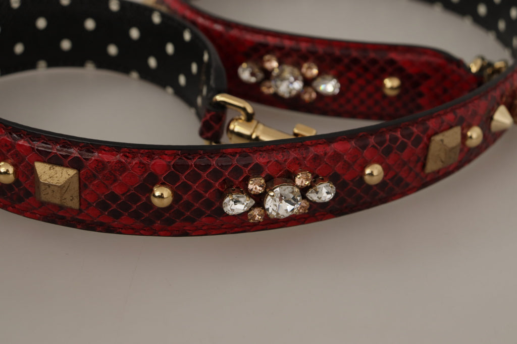 Bandoulière réversible en cuir de python rouge et cristaux Dolce & Gabbana