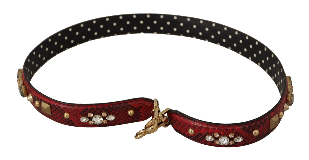 Bandoulière réversible en cuir de python rouge et cristaux Dolce & Gabbana