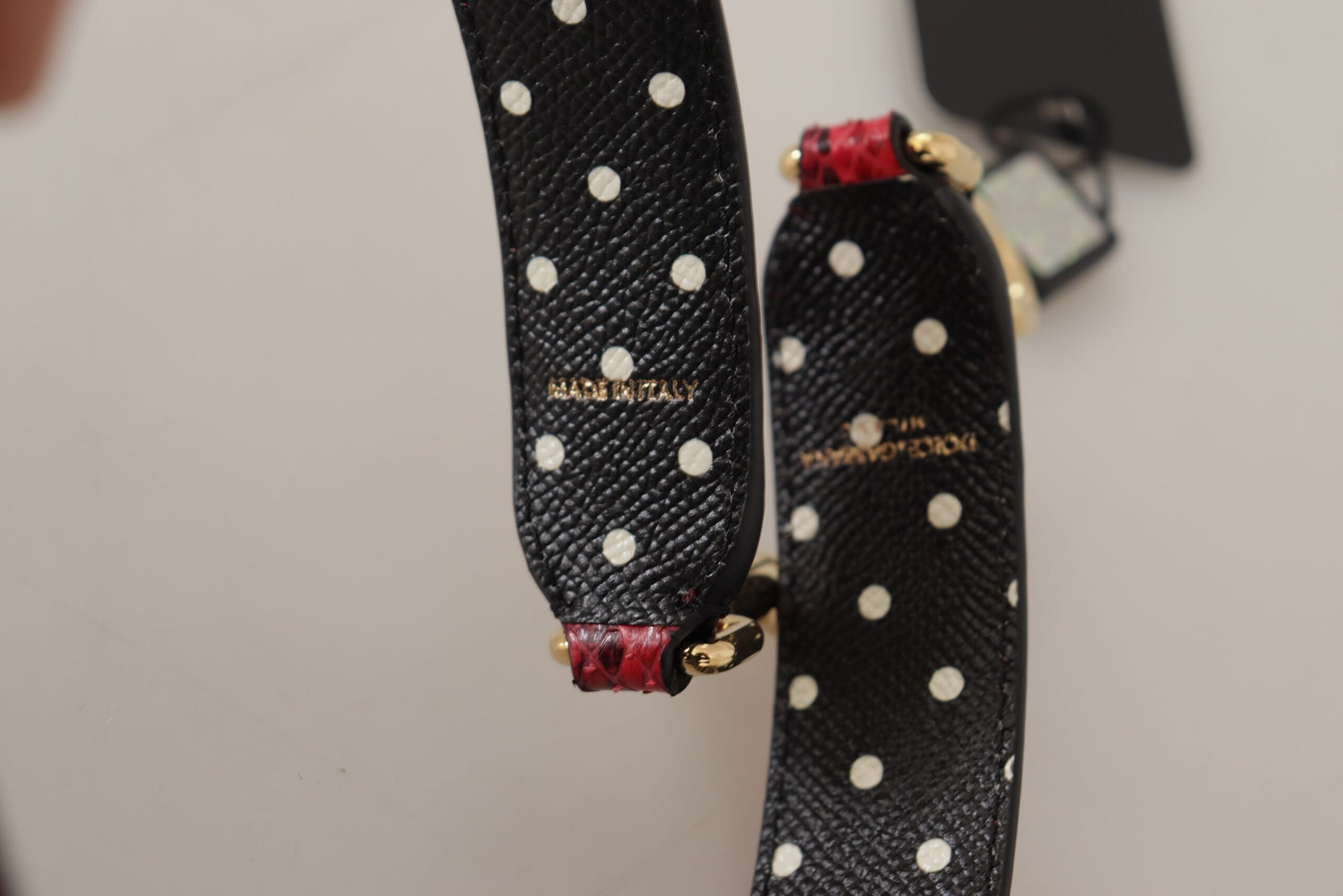Bandoulière réversible en cuir de python rouge et cristaux Dolce & Gabbana