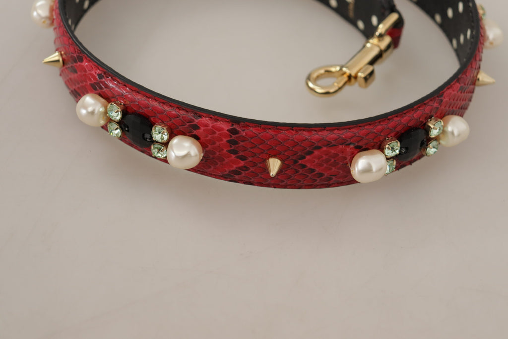 Bandoulière réversible en cuir de python rouge et cristaux Dolce & Gabbana