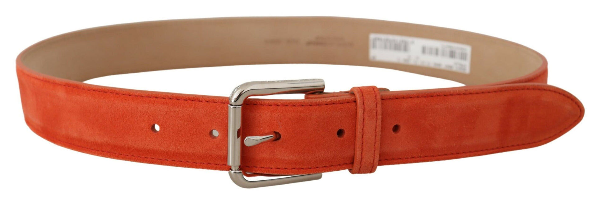 Ceinture Dolce & Gabbana en cuir suédé orange avec boucle en métal logo argenté