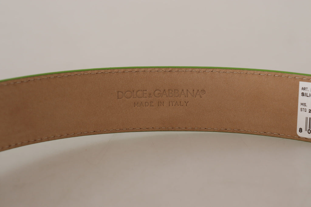 Dolce & Gabbana Ceinture Micro Sac Casque en Cuir Vert Devotion Cœur