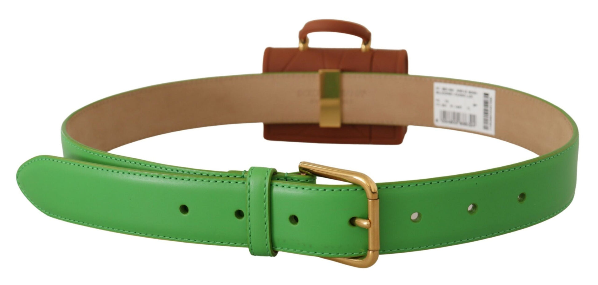 Dolce & Gabbana Ceinture Micro Sac Casque en Cuir Vert Devotion Cœur