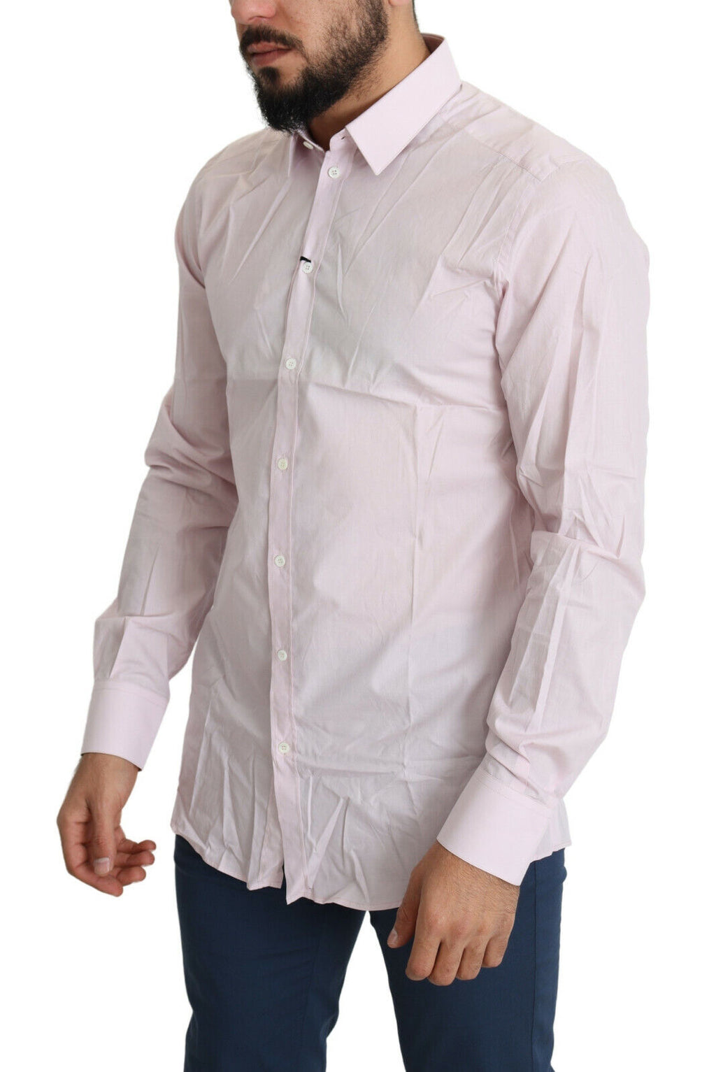 Chemise habillée Dolce & Gabbana en coton rose pâle GOLD