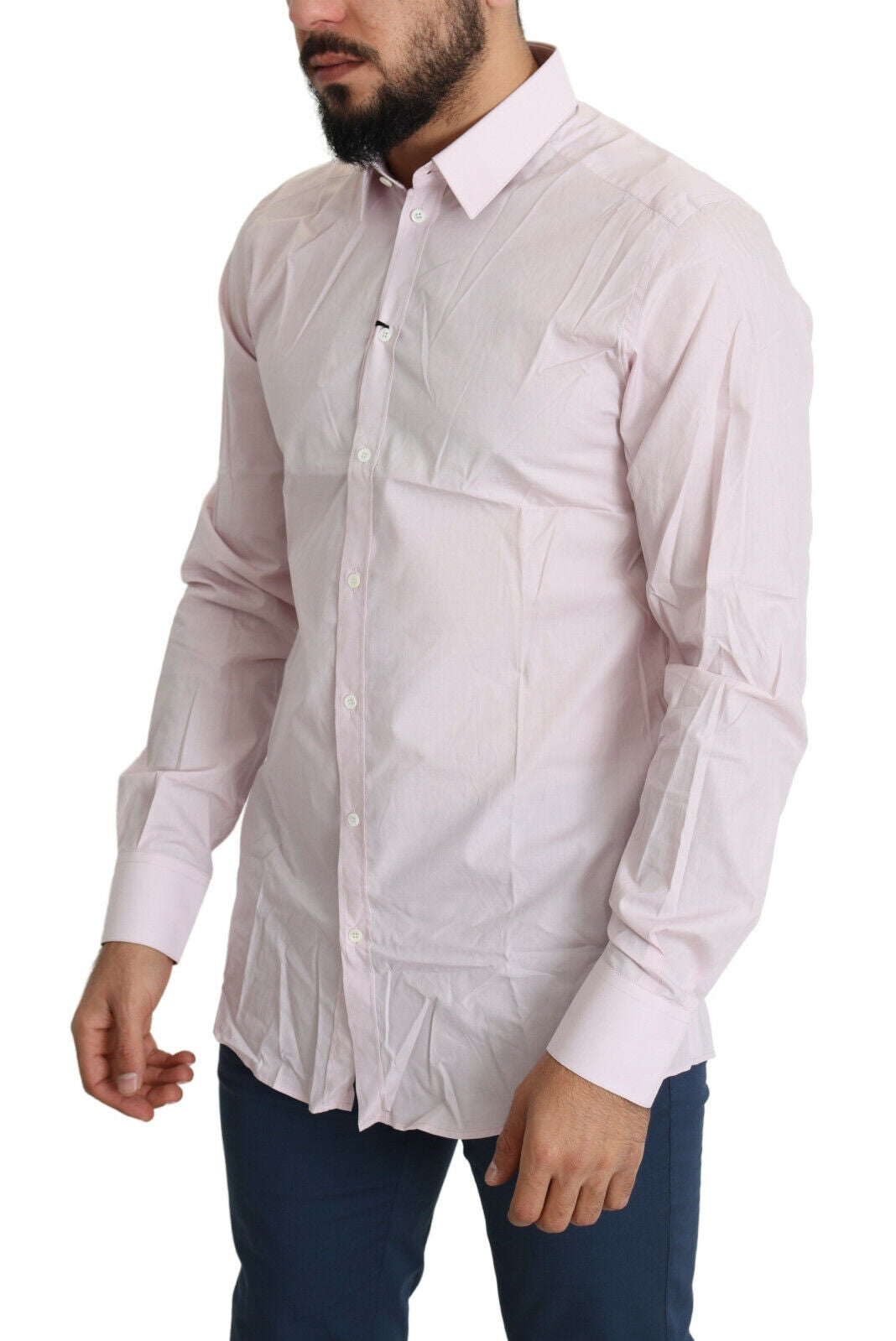 Chemise habillée Dolce & Gabbana en coton rose pâle GOLD