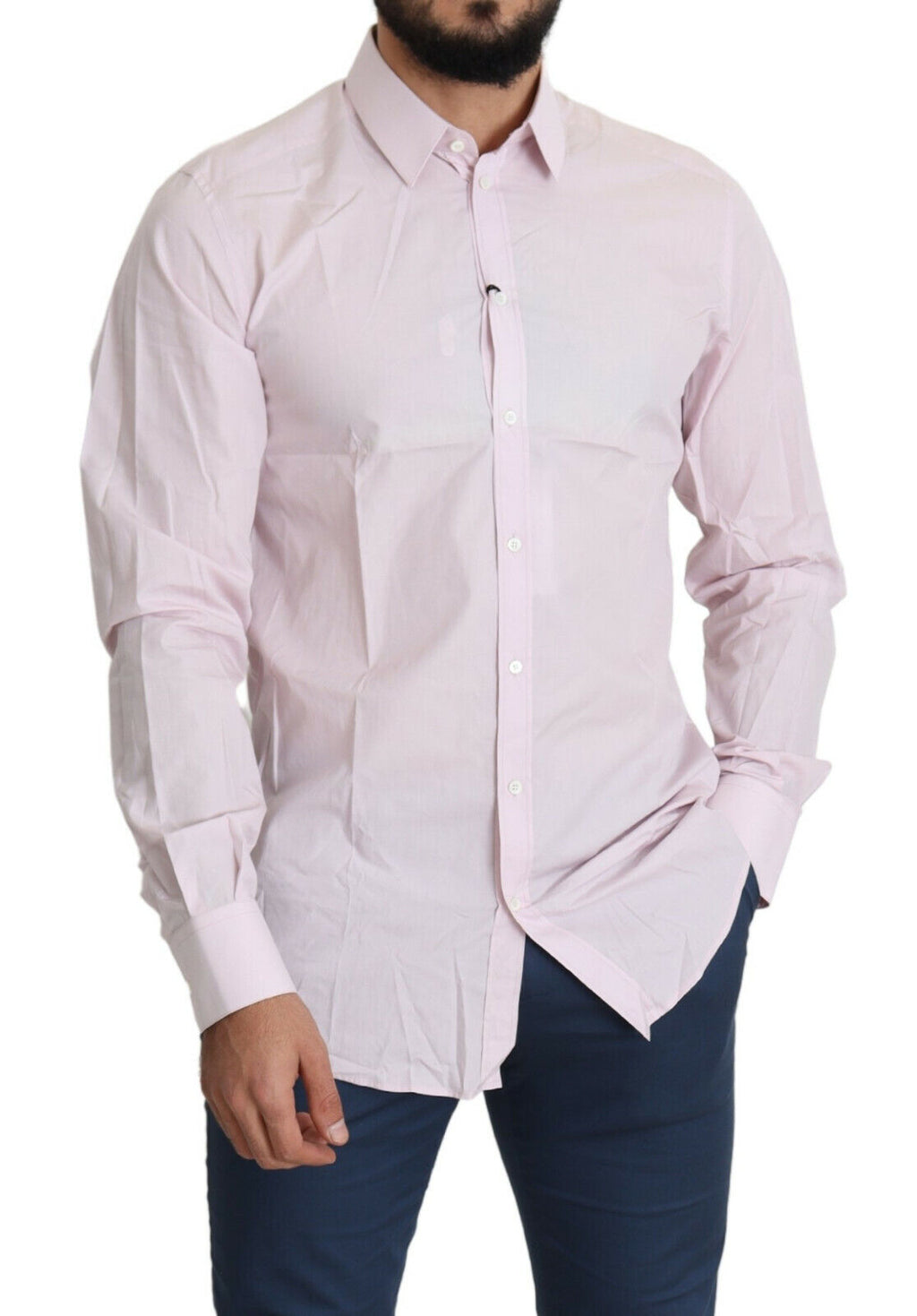 Chemise habillée Dolce & Gabbana en coton rose pâle GOLD