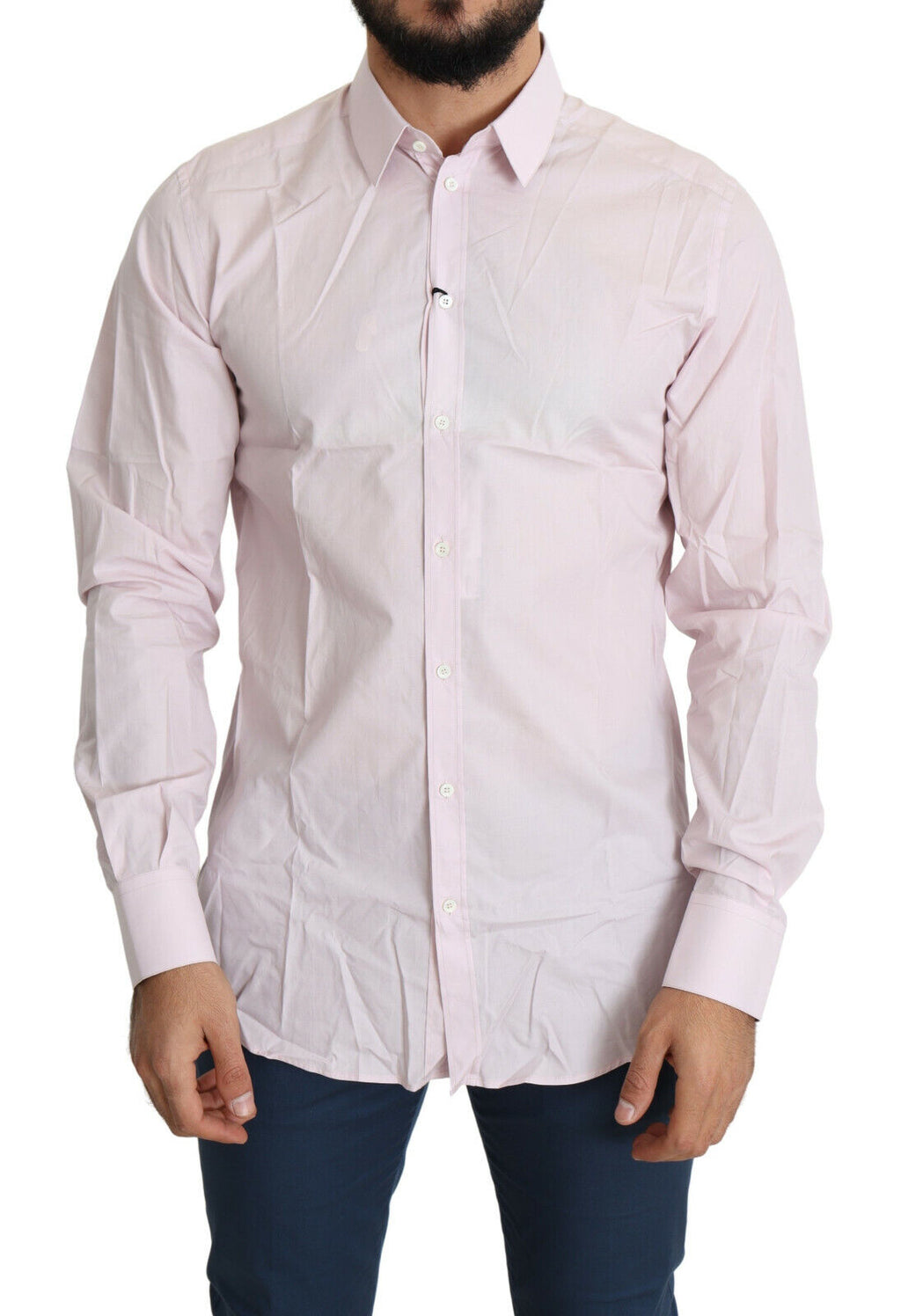 Chemise habillée Dolce & Gabbana en coton rose pâle GOLD