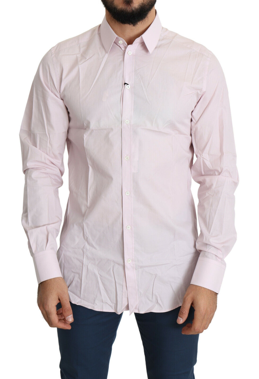 Chemise habillée Dolce & Gabbana en coton rose pâle GOLD
