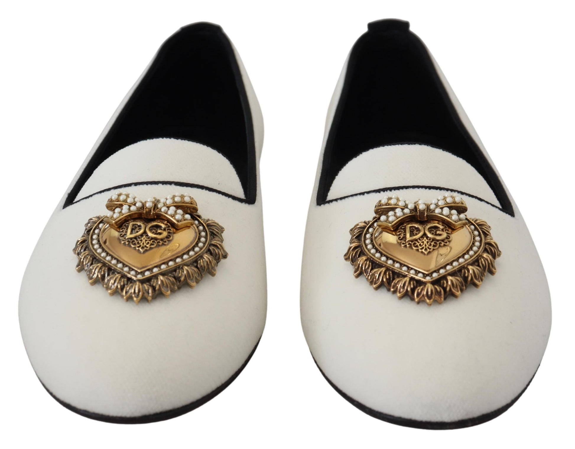 Chaussures plates Dolce & Gabbana en velours blanc