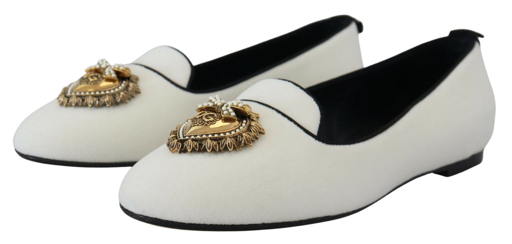 Chaussures plates Dolce & Gabbana en velours blanc