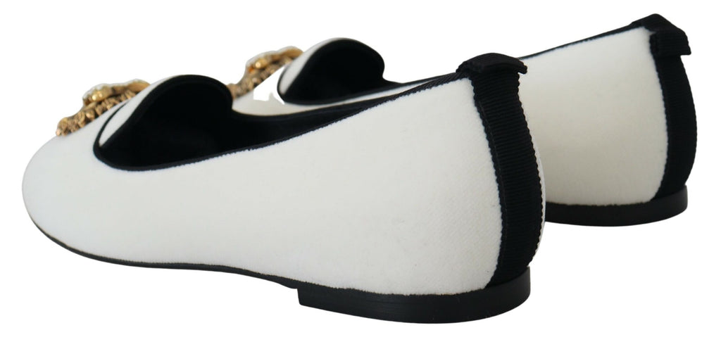Chaussures plates Dolce & Gabbana en velours blanc