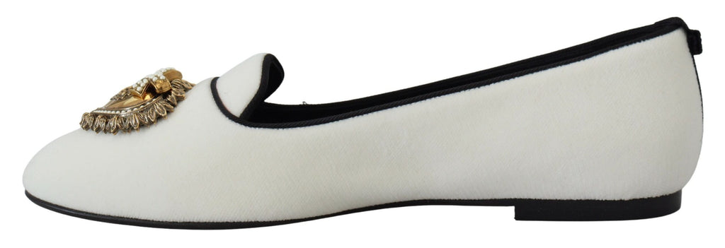 Chaussures plates Dolce & Gabbana en velours blanc