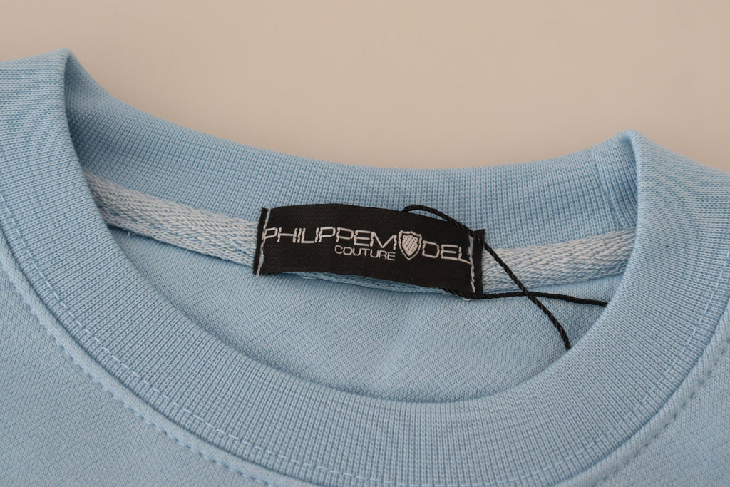 Philippe Model Light Blue Logo Printed Long Sleeves Sweater
