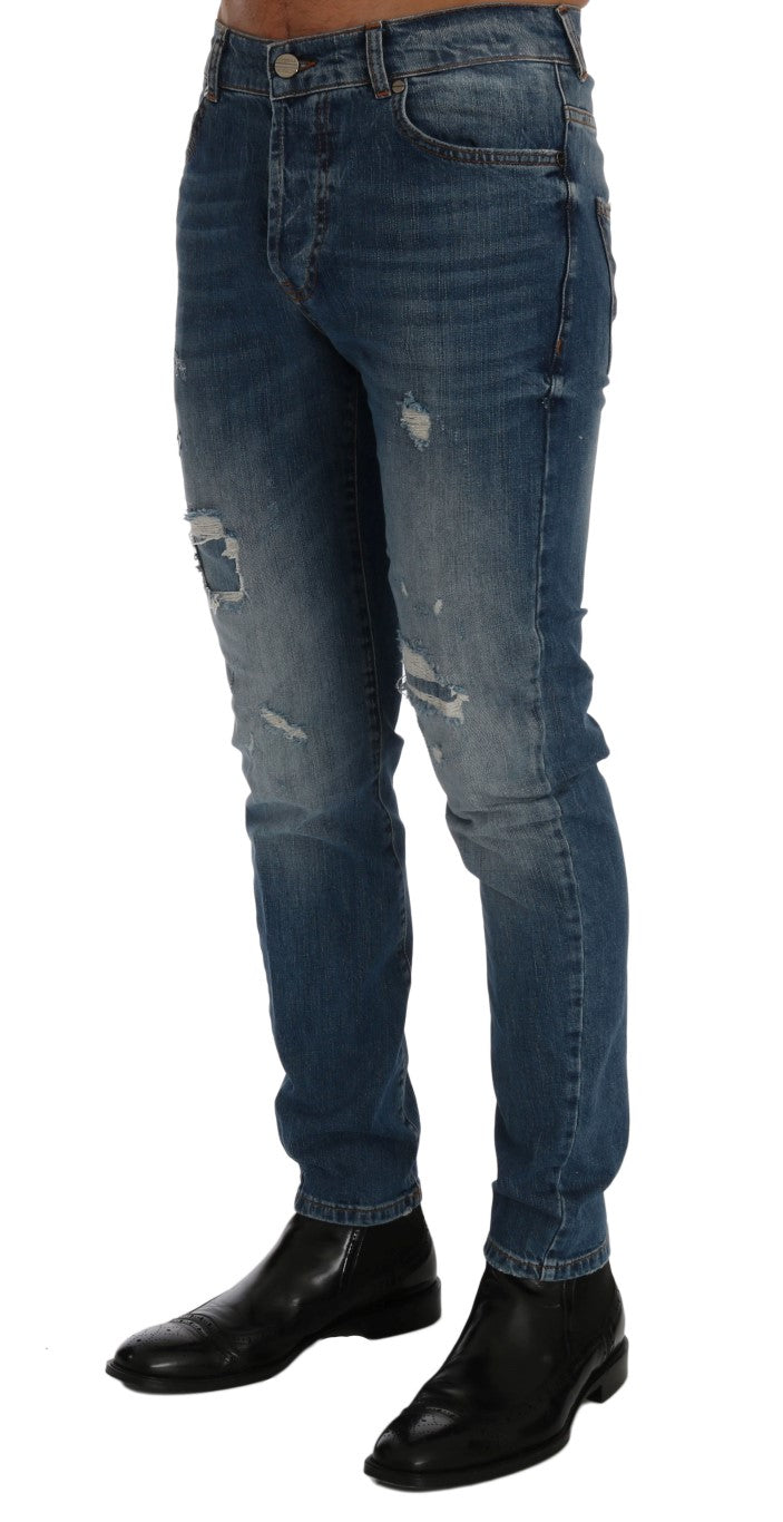 Frankie Morello Blue Slim Fit Jeans for Men alternate view