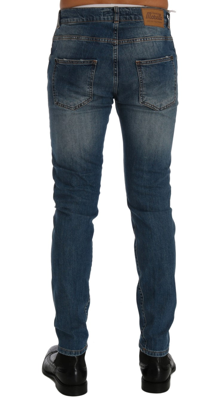 Frankie Morello Blue Slim Fit Jeans for Men detail view