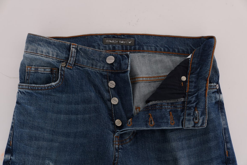Frankie Morello Blue Slim Fit Jeans for Men side view