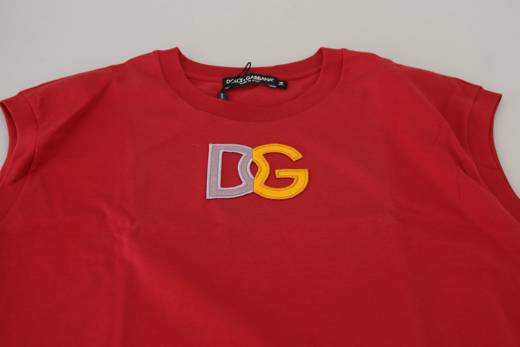 Débardeur en coton rouge avec logo DG Dolce & Gabbana