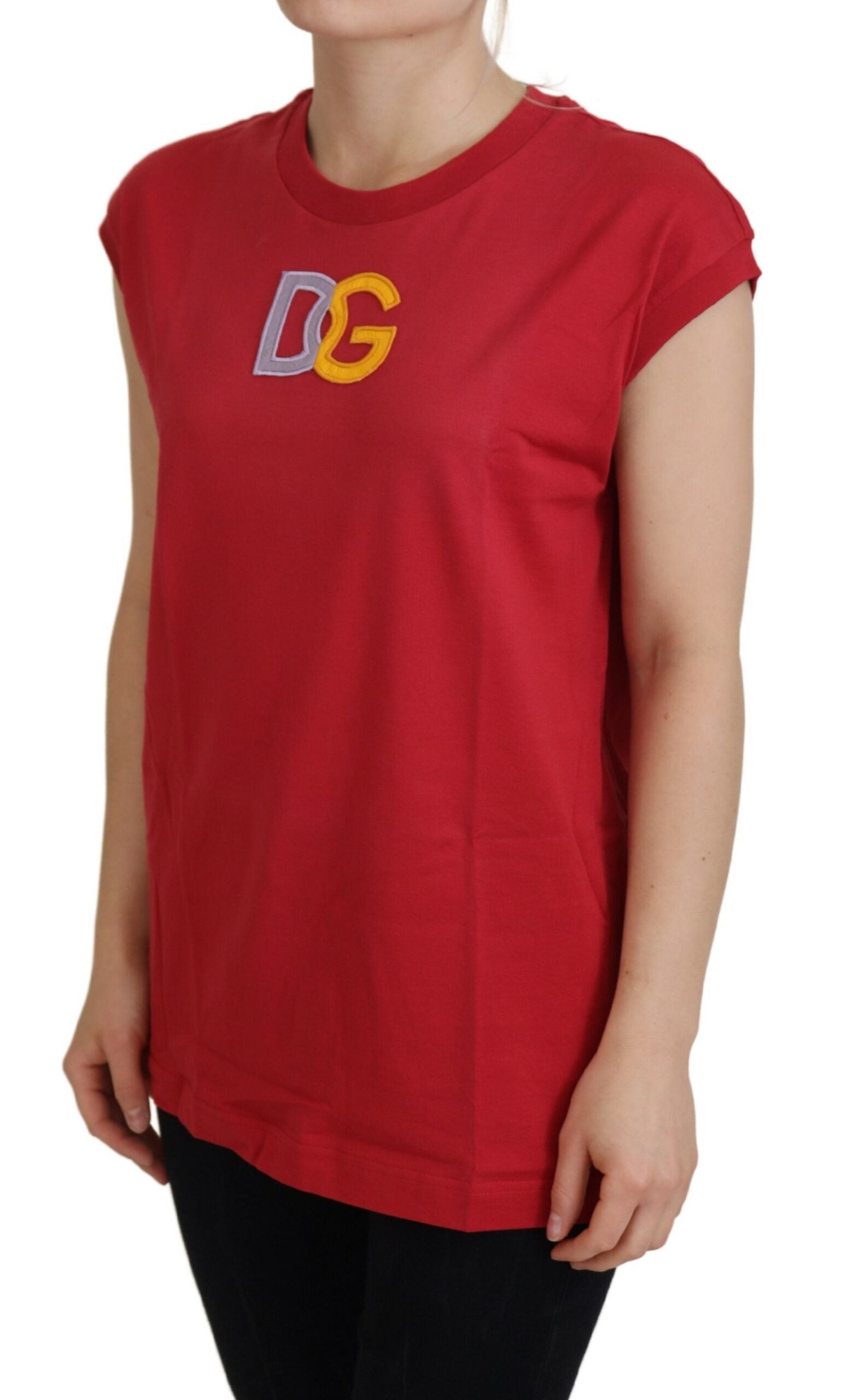 Débardeur en coton rouge avec logo DG Dolce & Gabbana
