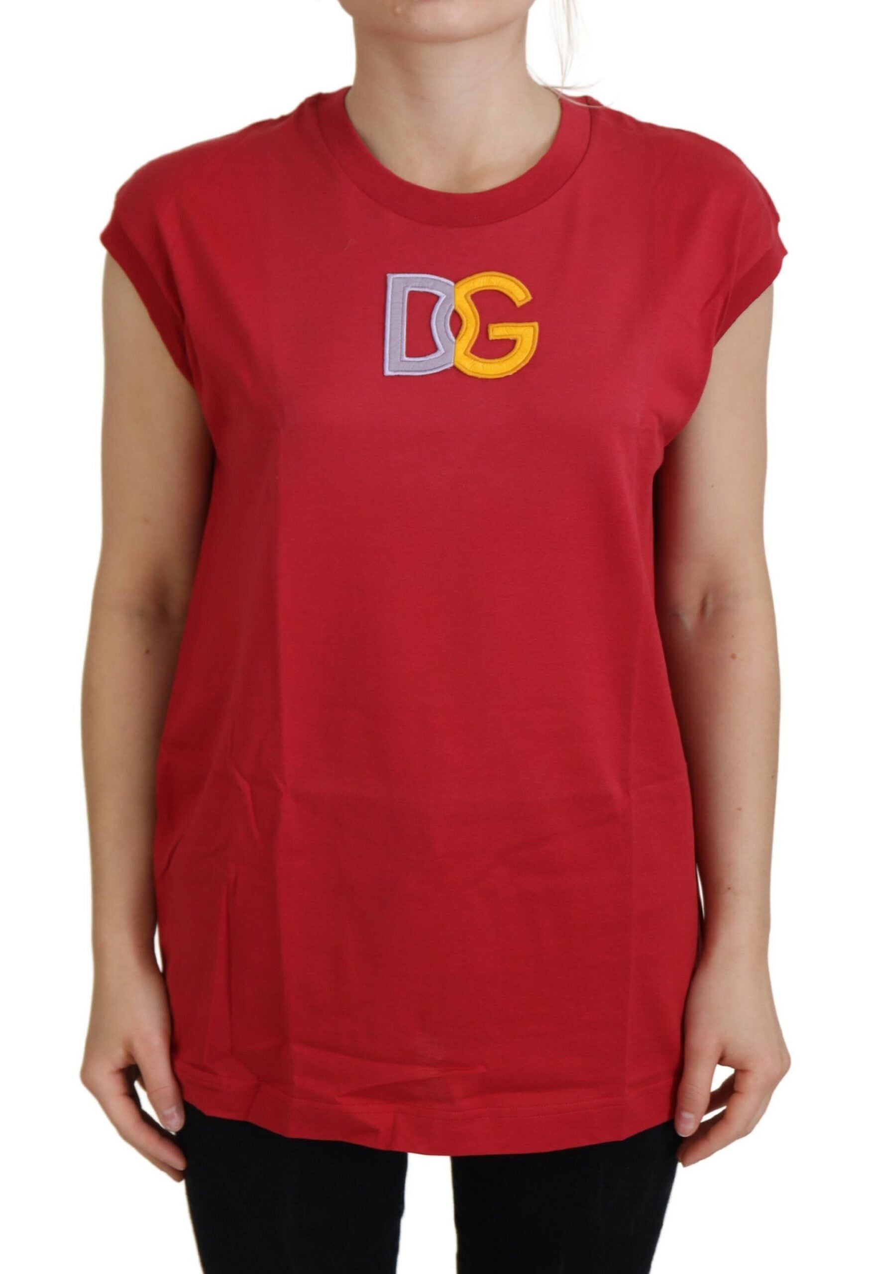 Débardeur en coton rouge avec logo DG Dolce & Gabbana