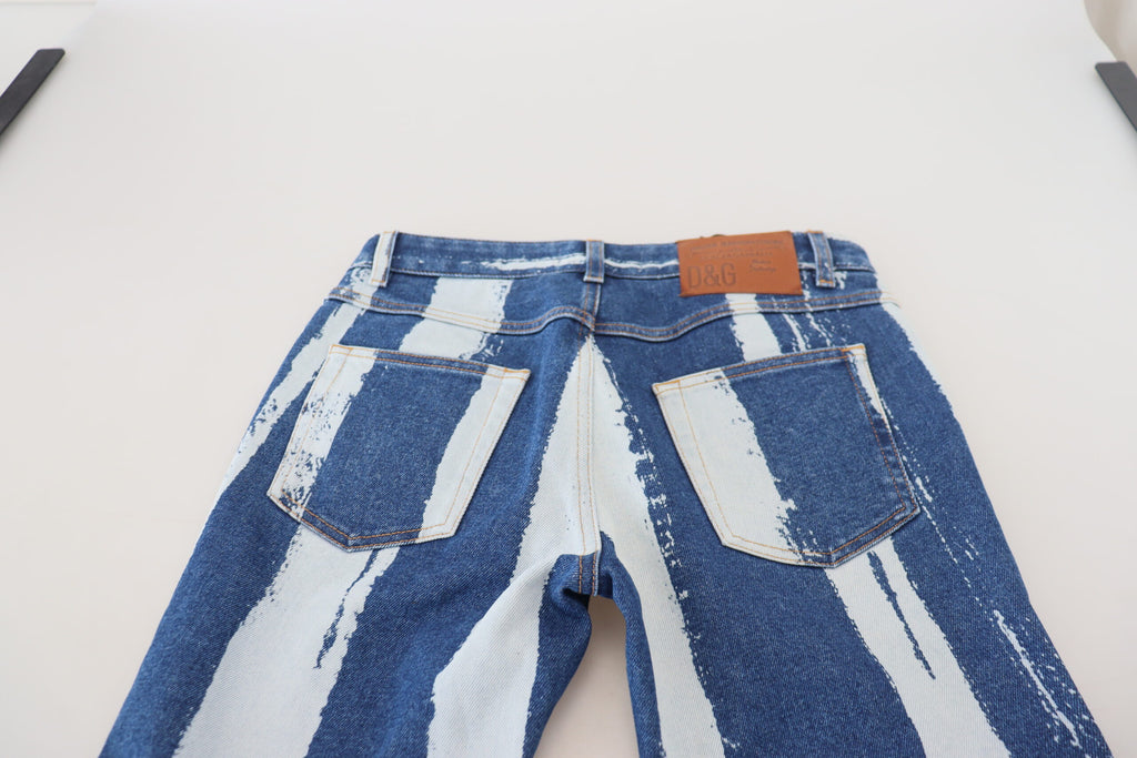 Dolce & Gabbana Jean en denim de coton skinny à rayures bleu cobalt
