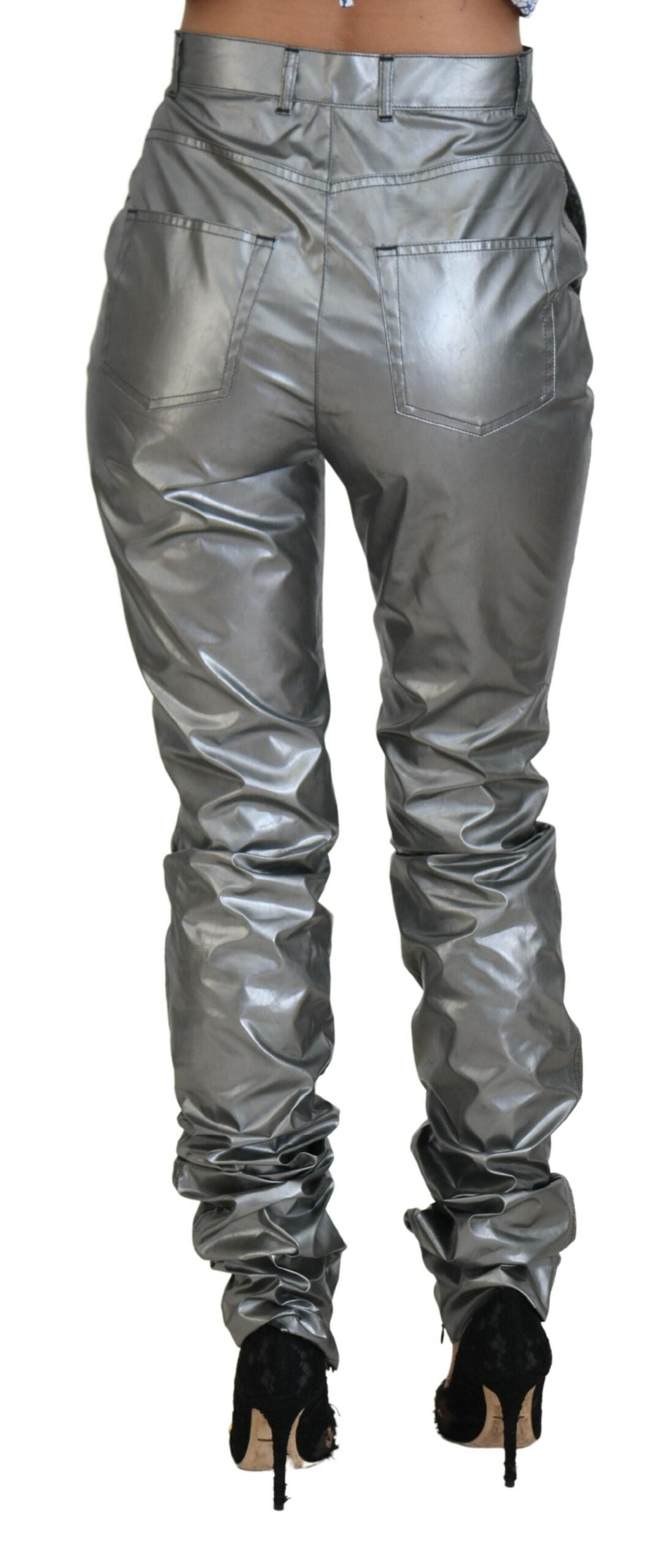 Dolce & Gabbana Silver Skinny Pants for Women detail view