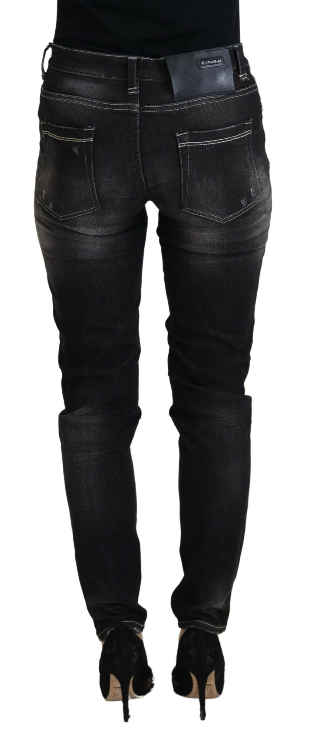 Acht Black Tapered Jeans for Women detail view