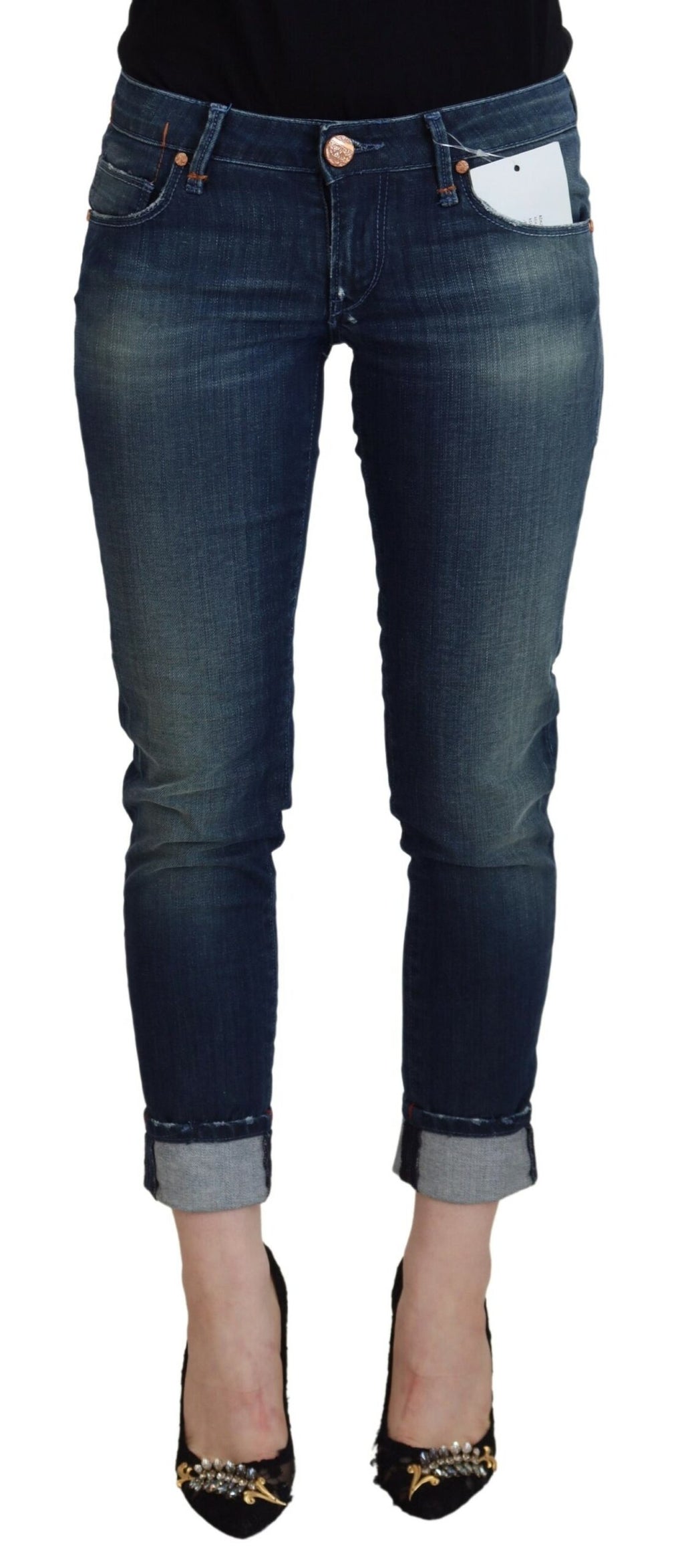 Jeans décontracté femme slim fit en coton bleu Acht