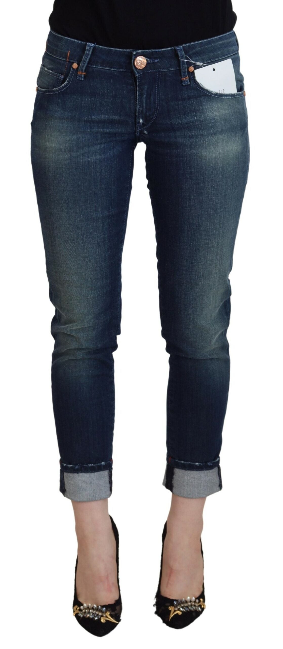 Jeans décontracté femme slim fit en coton bleu Acht