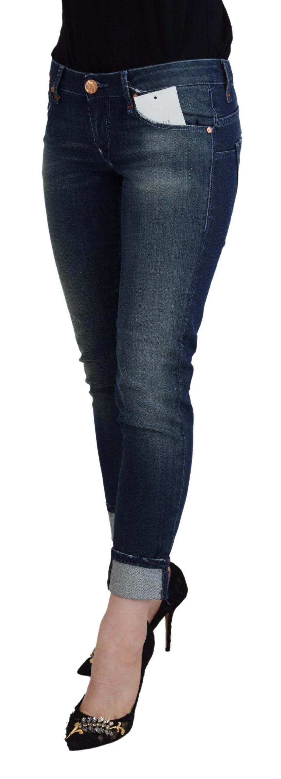 Jeans décontracté femme slim fit en coton bleu Acht