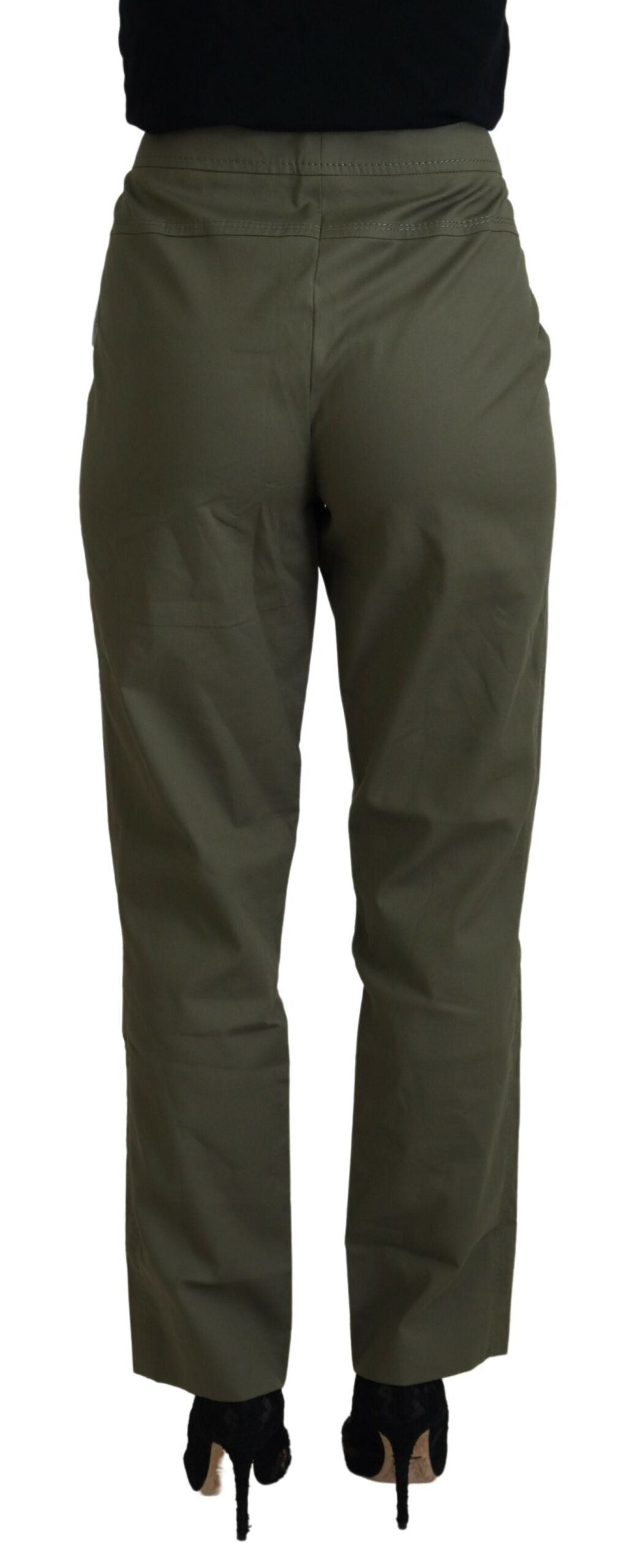 LAUREL Grüne, hoch taillierte Karottenhose aus Baumwolle für Damen