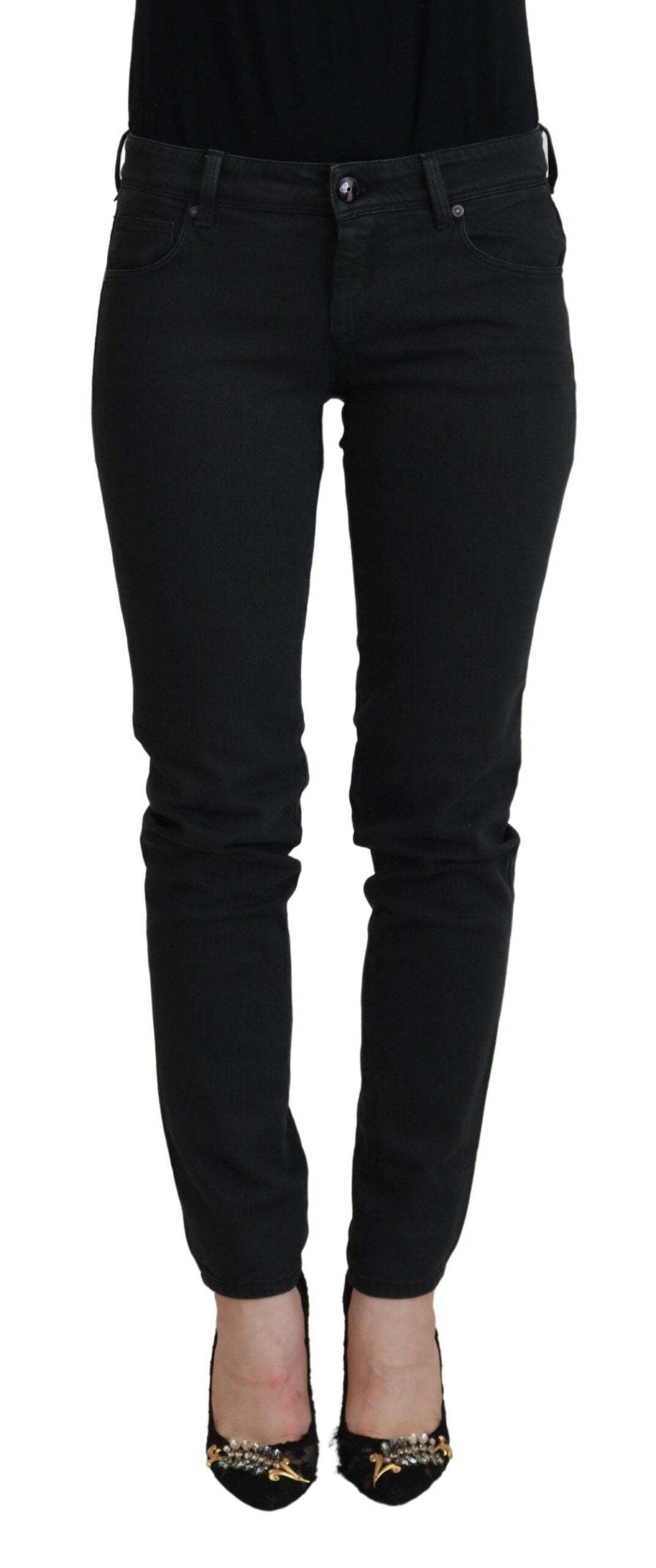 Ermanno Scervino Schwarze Slim Fit-Jeans aus Baumwolle für Damen