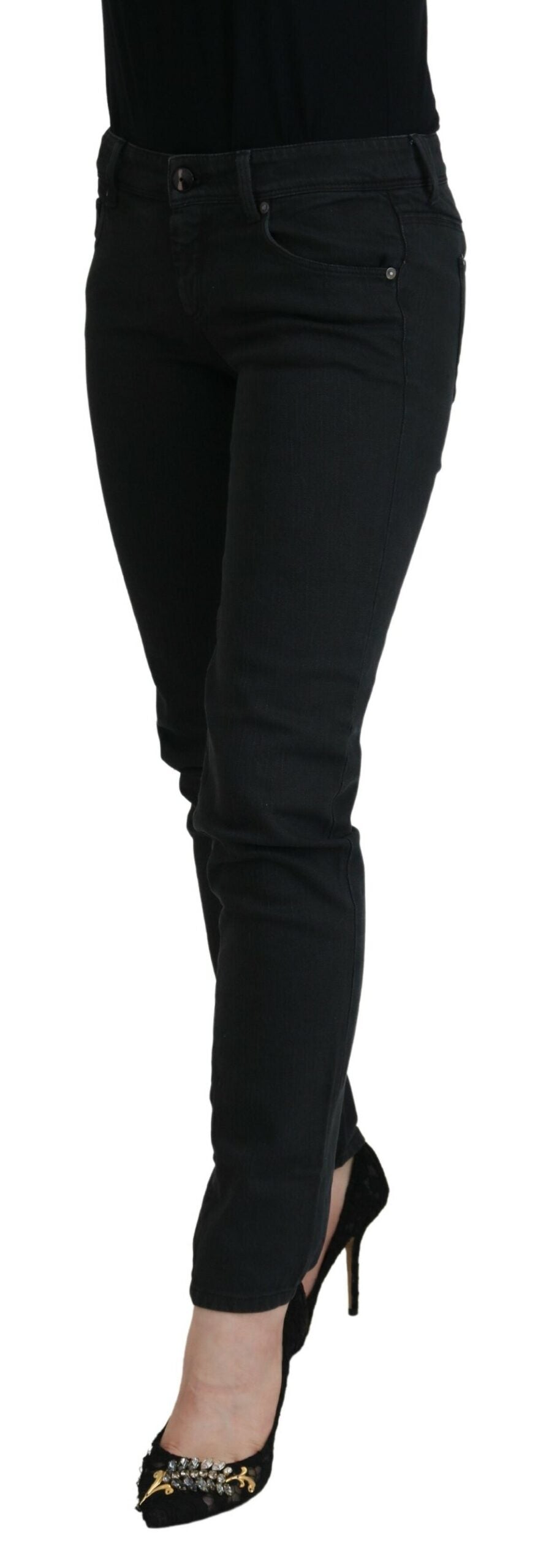 Ermanno Scervino Schwarze Slim Fit-Jeans aus Baumwolle für Damen