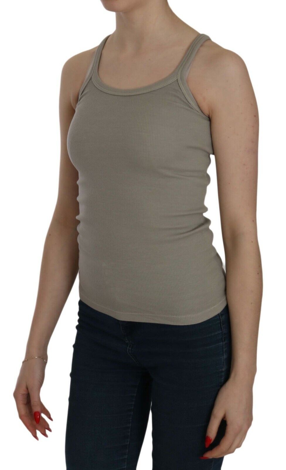 PINK MEMORIES Beige Sleeveless T-Shirt for Women detail view