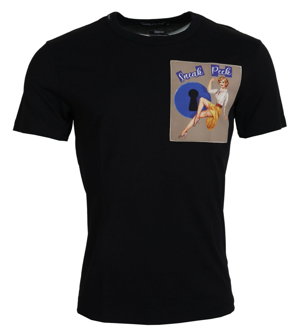 T-shirt en coton noir à manches courtes « Sneak Peek » Dolce & Gabbana