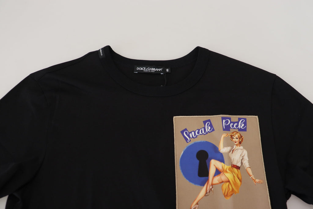 T-shirt en coton noir à manches courtes « Sneak Peek » Dolce & Gabbana