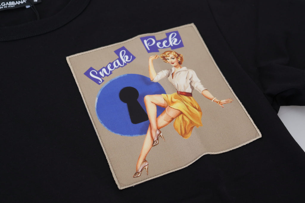T-shirt en coton noir à manches courtes « Sneak Peek » Dolce & Gabbana