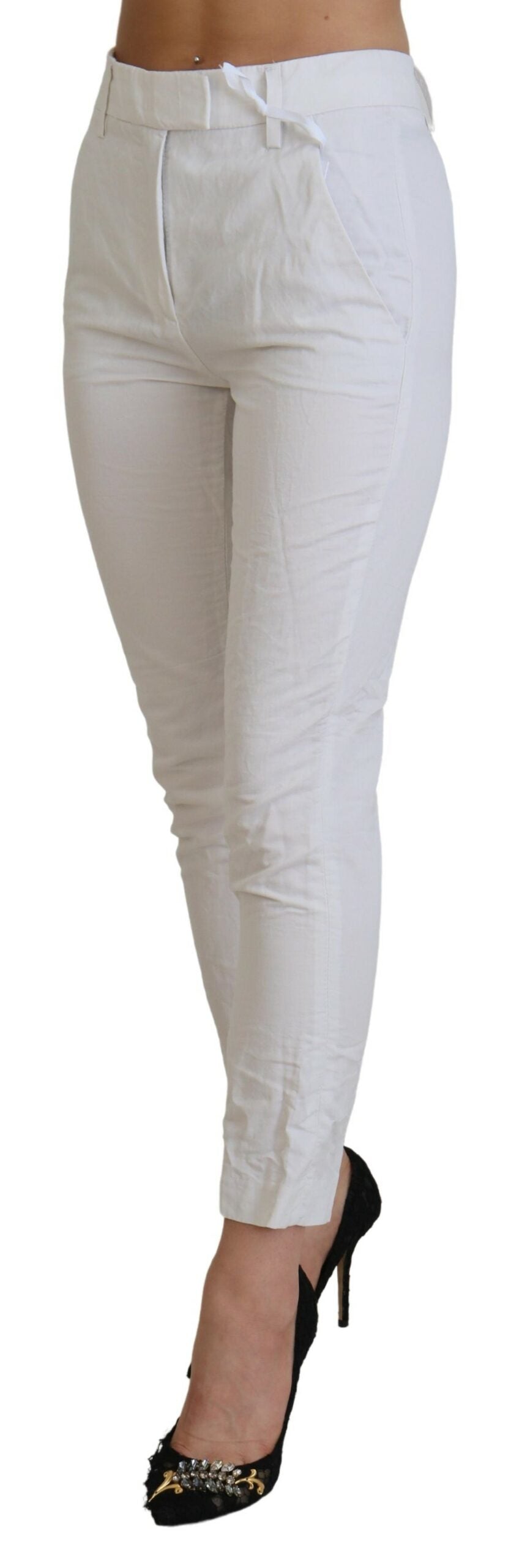 Dondup Weiße High Waist Tapered Damenhose