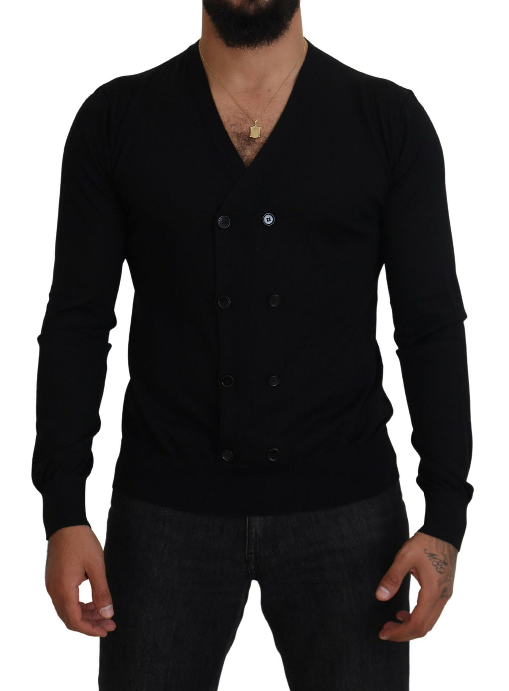 Cardigan boutonné en cachemire noir Dolce & Gabbana