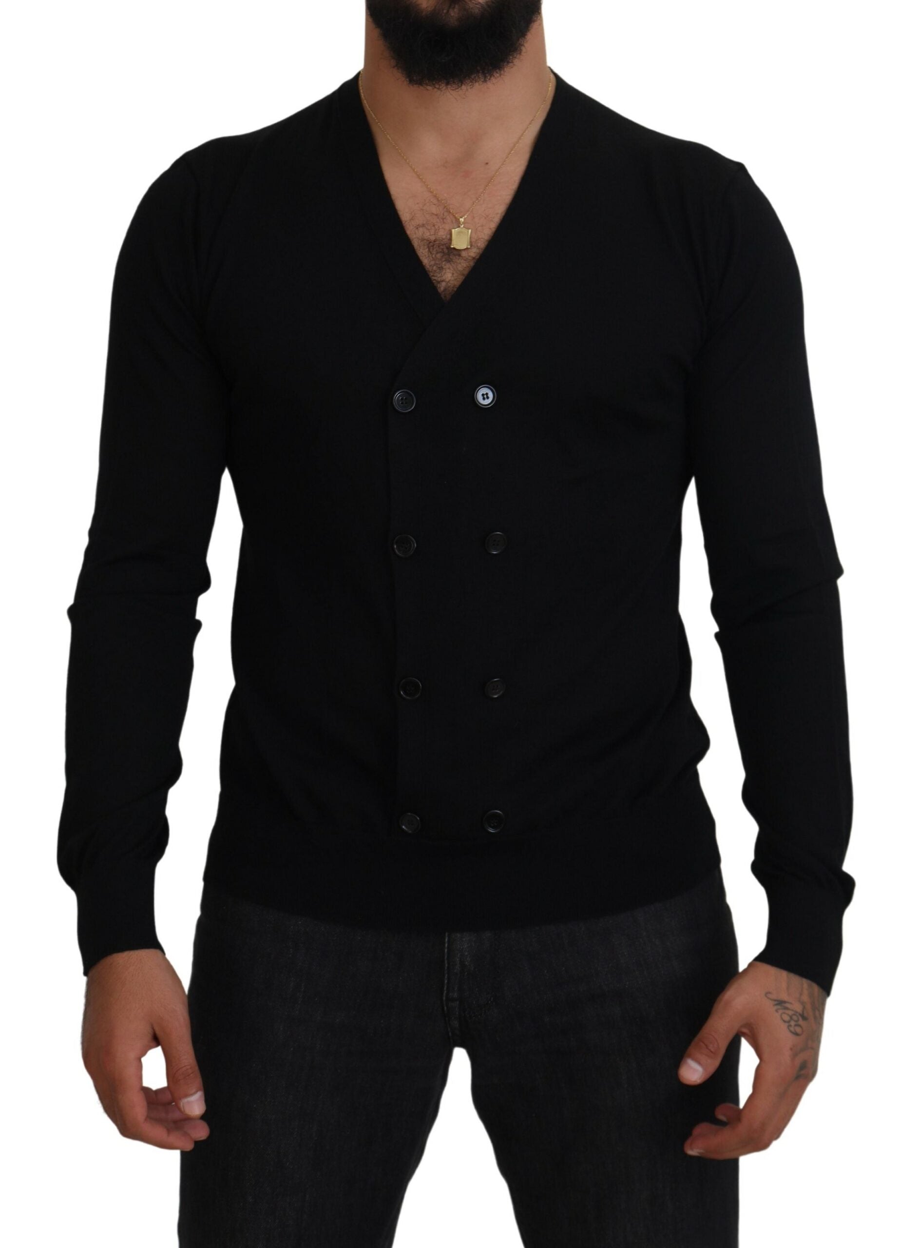 Cardigan boutonné en cachemire noir Dolce & Gabbana