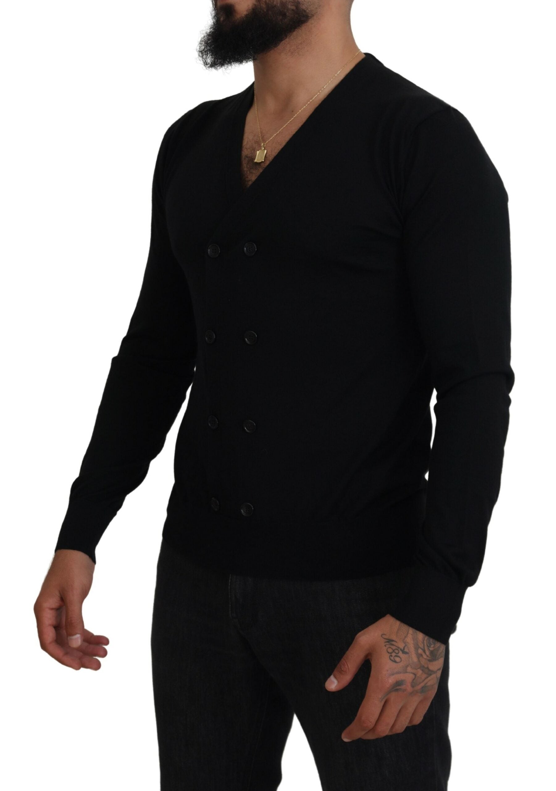 Cardigan boutonné en cachemire noir Dolce & Gabbana