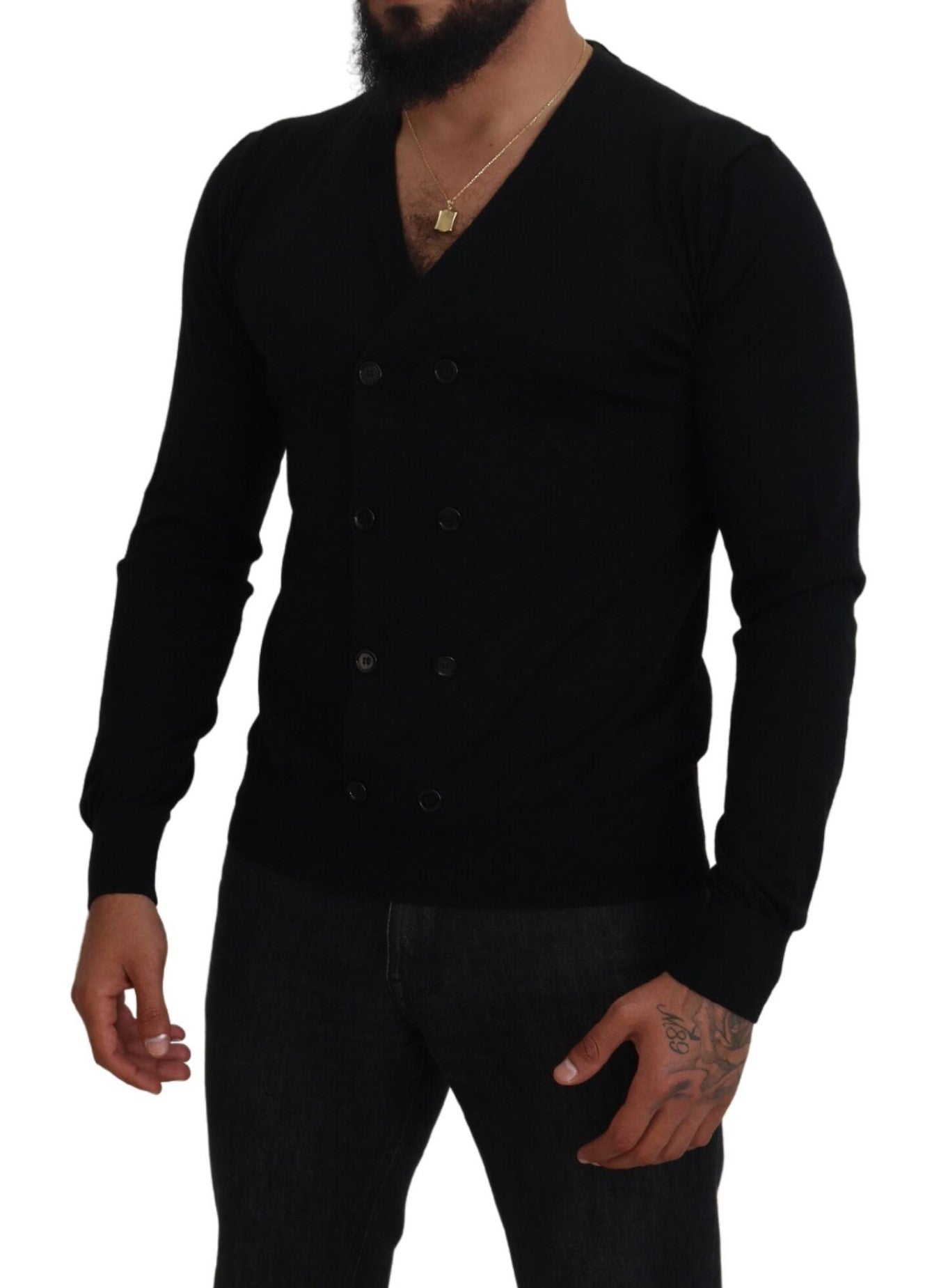 Cardigan boutonné en cachemire noir Dolce & Gabbana