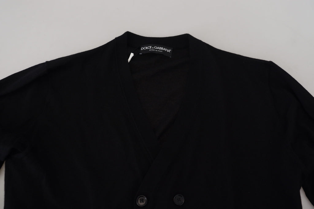 Cardigan boutonné en cachemire noir Dolce & Gabbana