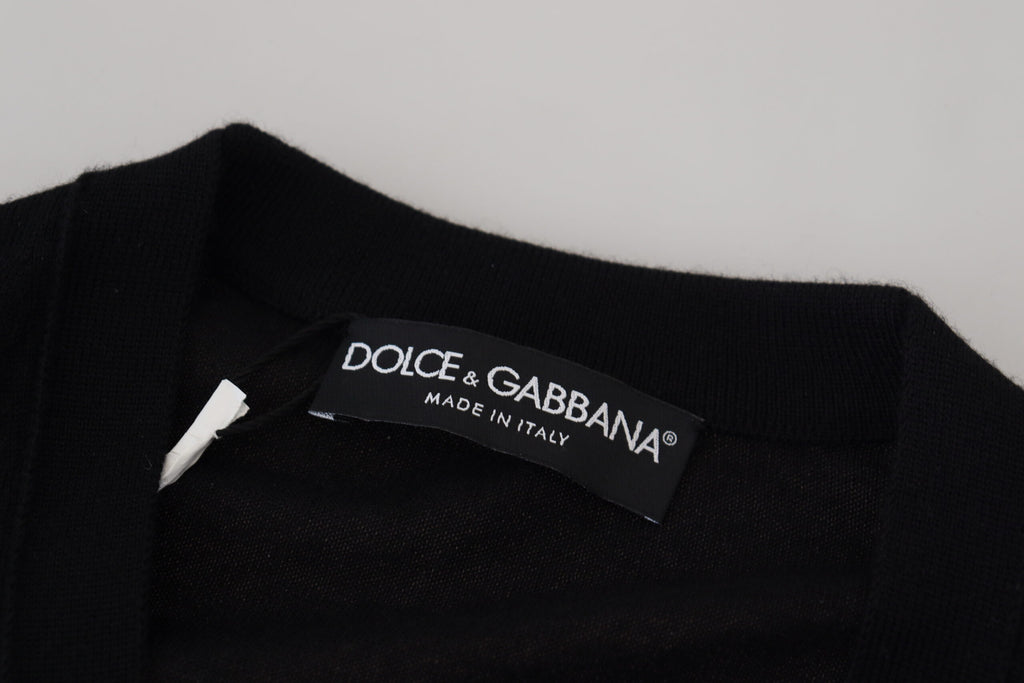 Cardigan boutonné en cachemire noir Dolce & Gabbana