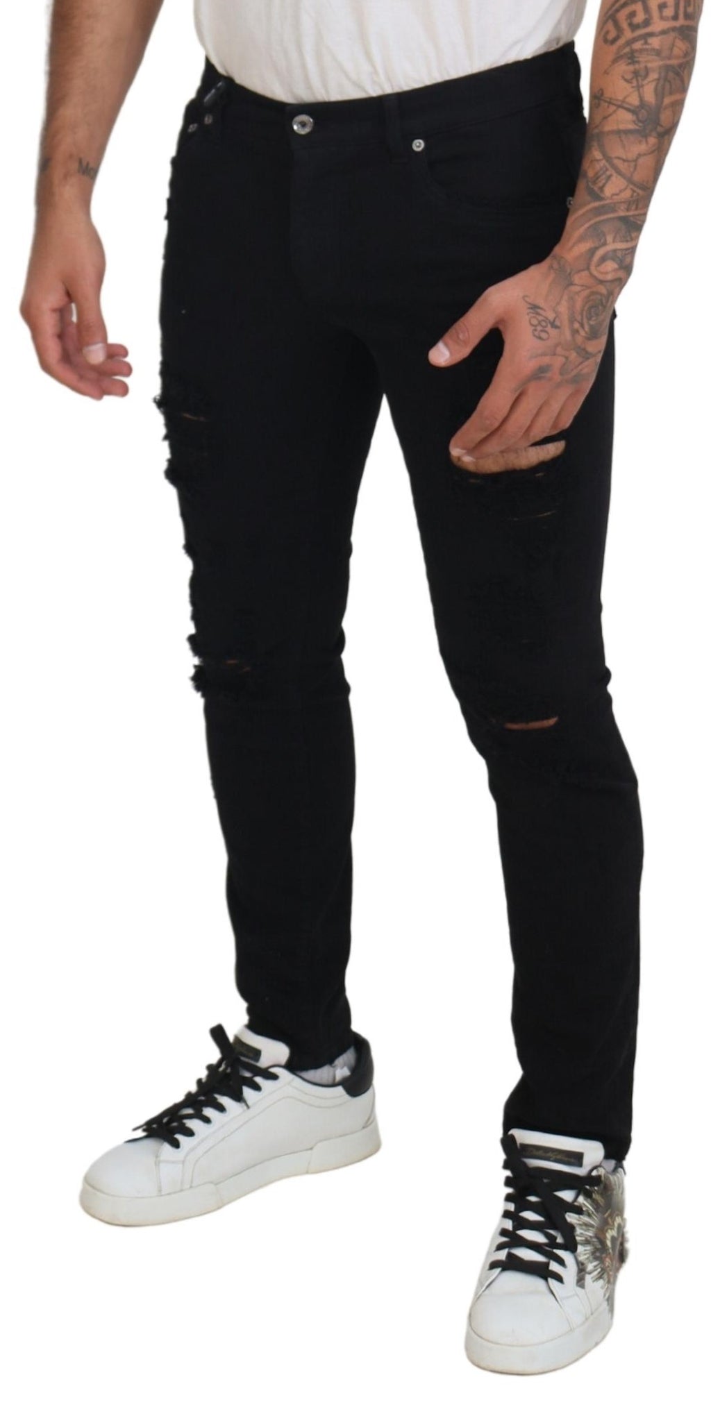 Dolce & Gabbana Black Slim Fit Jeans for Men side view