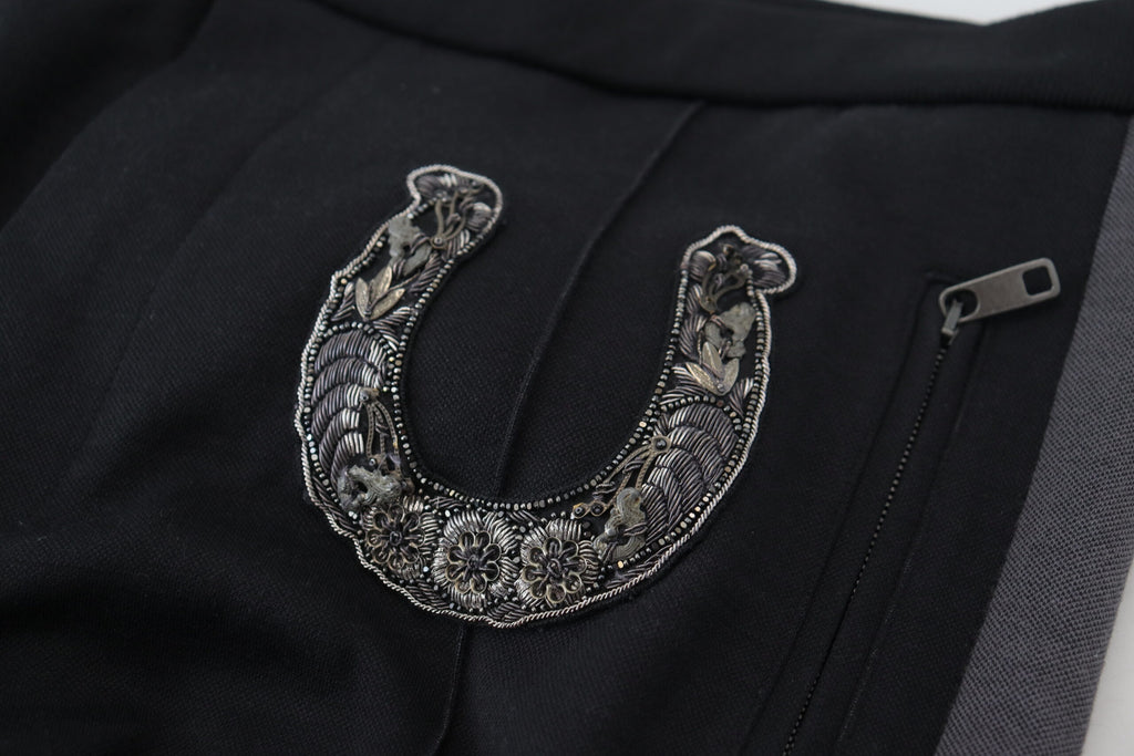 Pantalon de jogging Dolce & Gabbana en laine noire avec fer à cheval