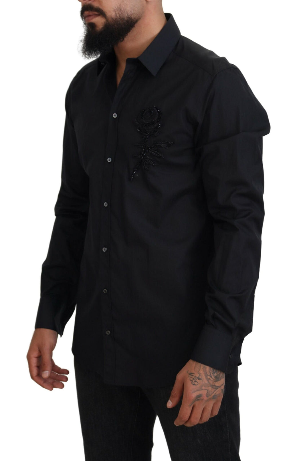 Chemise Dolce & Gabbana en coton slim fit Roses Noires